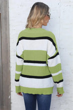 Color Block V-Neck Sweater with Long Sleeves Sweater Pullovers