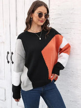 Color Block Knit Sweater Pullover in Polyester Sweater Pullovers