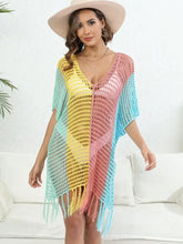 Colorful Crochet Fringe Cover-Up Swimwear Swimwear Cover-Ups