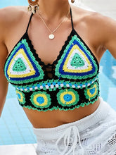 Colorful Crocheted Halter Bikini Top for Women Green Swimwear