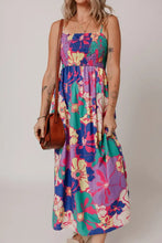 Colorful Floral Print Cotton Maxi Sundress Purple Maxi Dresses