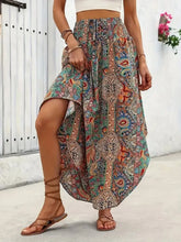 Colorful Paisley Print Maxi Skirt with Smocked Waist Multicolor Woman Skirts