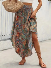 Colorful Paisley Print Maxi Skirt with Smocked Waist Woman Skirts