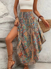 Colorful Paisley Print Maxi Skirt with Smocked Waist Woman Skirts