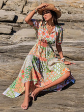 Colorful Patchwork Maxi Dress with Tied and Smocked Details Maxi Dresses
