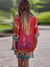 Colorful Patterned Oversized Kaftan Tunic Dress Swimwear Cover-Up Swimwear Cover-Ups