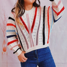 Colorful Striped Knit Sweater Long Sleeve Pullover Sweater Pullovers