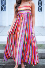 Colorful Striped Maxi Dress in Polyester Maxi Dresses