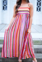 Colorful Striped Maxi Dress in Polyester Stripe Maxi Dresses