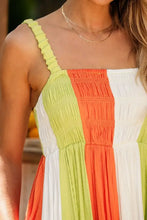 Colorful Striped Maxi Dress with Smocked Stretchy Fabric Maxi Dresses