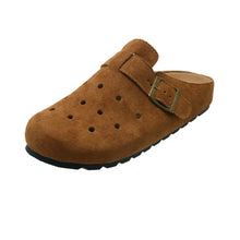 Colorful Suede Clogs with Buckle for Women Brown Woman Loafers