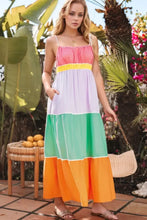 Colorful Tiered Cotton Maxi Dress Multicolor Maxi Dresses