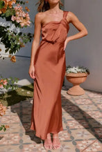 Copper Satin One Shoulder Evening Dress Evening Dresses