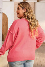 Coral Pink V-Neck Knit Sweater Long Sleeve Pullover for Women Sweater Pullovers