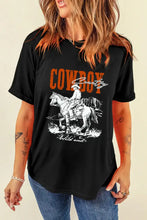COWBOY Round Neck Short Sleeve T-Shirt Black Woman T Shirts