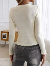 Cream Knit Cardigan with Keyhole Detail Woman Outerwear