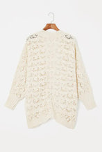 Cream Open-Knit Cardigan with Long Sleeve and Slightly Stretchy Material Woman Outerwear