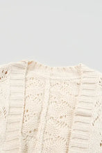 Cream Open-Knit Cardigan with Long Sleeve and Slightly Stretchy Material Woman Outerwear