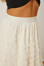 Cream Tiered Tulle Maxi Skirt with Waist Stretch Woman Skirts