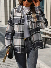 Plaid Button Up Drop Shoulder Jacket Woman Outerwear