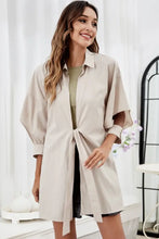 Tie Front Collared Neck Cutout Shacket Woman Outerwear