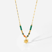 Bohemian Sun Charm Beaded Stainless Steel Necklace Gold One Size Fashion Jewelry