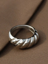 Ribbed Titanium Steel Ring Fashion Jewelry