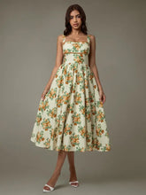 Lace Trim Floral Sleeveless Midi Dress Cocktail Dress