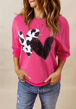 Heart Patch Long Sleeve Sweatshirt Woman Sweatshirts