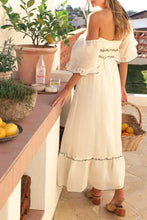 Square Neck Short Sleeve Midi Dress Woman Dress