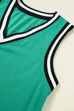 Color Contrast Trim V Neck Shift Sleeveless Mini Dress Casual Dresses