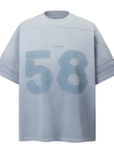 Men's Oversized Number 58 Graphic T-Shirt Blue Mens Tops