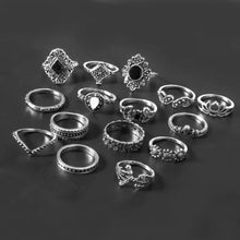 15 Piece Alloy Vintage Ring Set Fashion Jewelry
