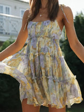 Frill Printed Square Neck Mini Cami Dress Casual Dresses