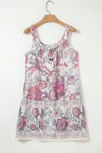 Multicolour Floral Tie Neck Sleeveless Mini Dress Woman Casual Dress