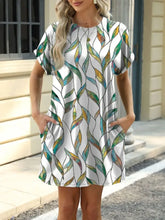 Printed Round Neck Short Sleeve Mini Dress Casual Dresses