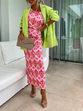 Slit Printed Single Shoulder Midi Dress Casual Dresses