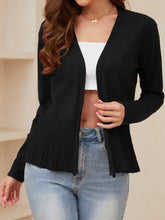 Open Front Long Sleeve Cardigan Black Woman Outerwear