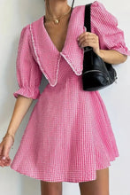 Gingham Puff Sleeve Mini Dress Woman Casual Dress