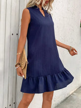 Ruffled Hem Notched Sleeveless Dress Casual Dresses
