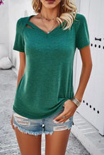 Devine V-Neck Short Sleeve T-Shirt Dark Green Woman T Shirts