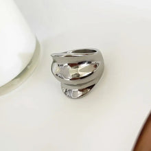 2-Piece Stainless Steel Wrinkled Wide Band Ring Fashion Jewelry