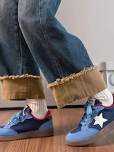 Contrast Star Lace-Up Athletic Sneakers Blue Woman Athletic Shoes