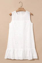 Floral Eyelet Embroidered Sleeveless Shift Dress Woman Dress
