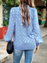Devine Mock Neck Cutout Lantern Sleeve Blouse Woman Blouses