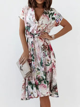 Floral Short Sleeve Midi Dress Woman Dress