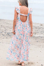 Floral Colorblock Flutter Straps Flowy Dress Casual Dresses