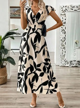 Printed Surplice Wrap Midi Dress Woman Casual Dress