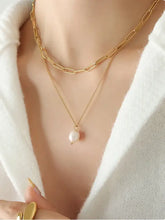 Freshwater Pearl Titanium Steel Double-Layered Necklace Fashion Jewelry