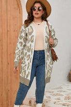 Plus Size Printed Long Sleeve Cardigan Cream Woman Outerwear